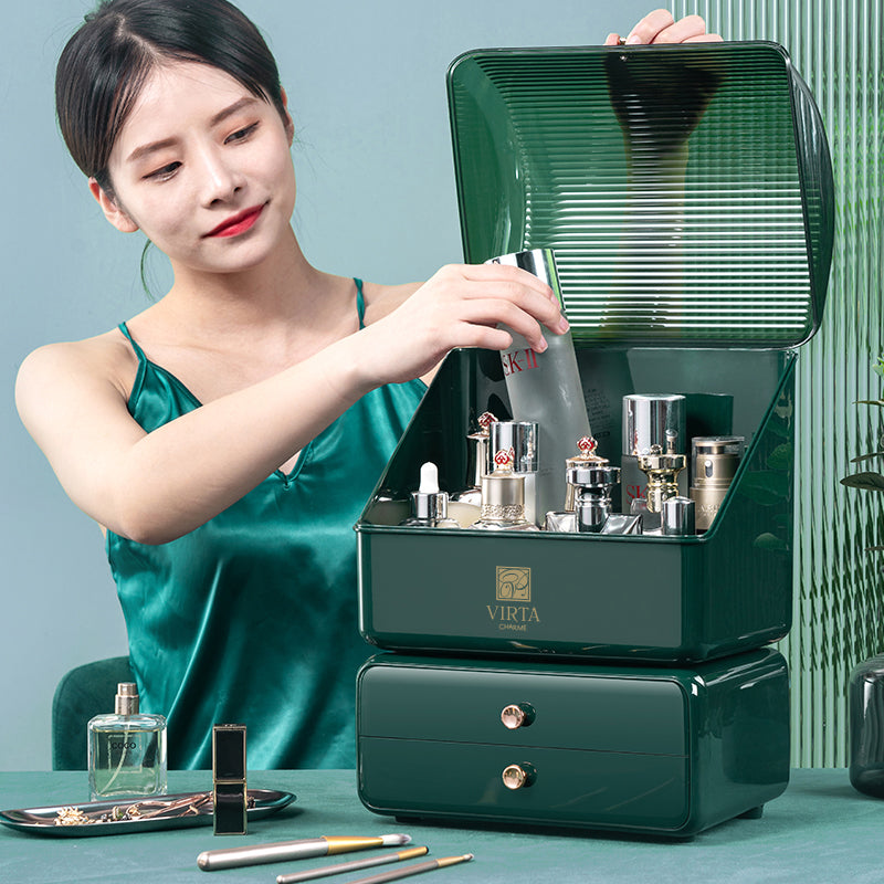 Makeup Storage Box, Countertop Portable Vanity Cosmetics Organizer